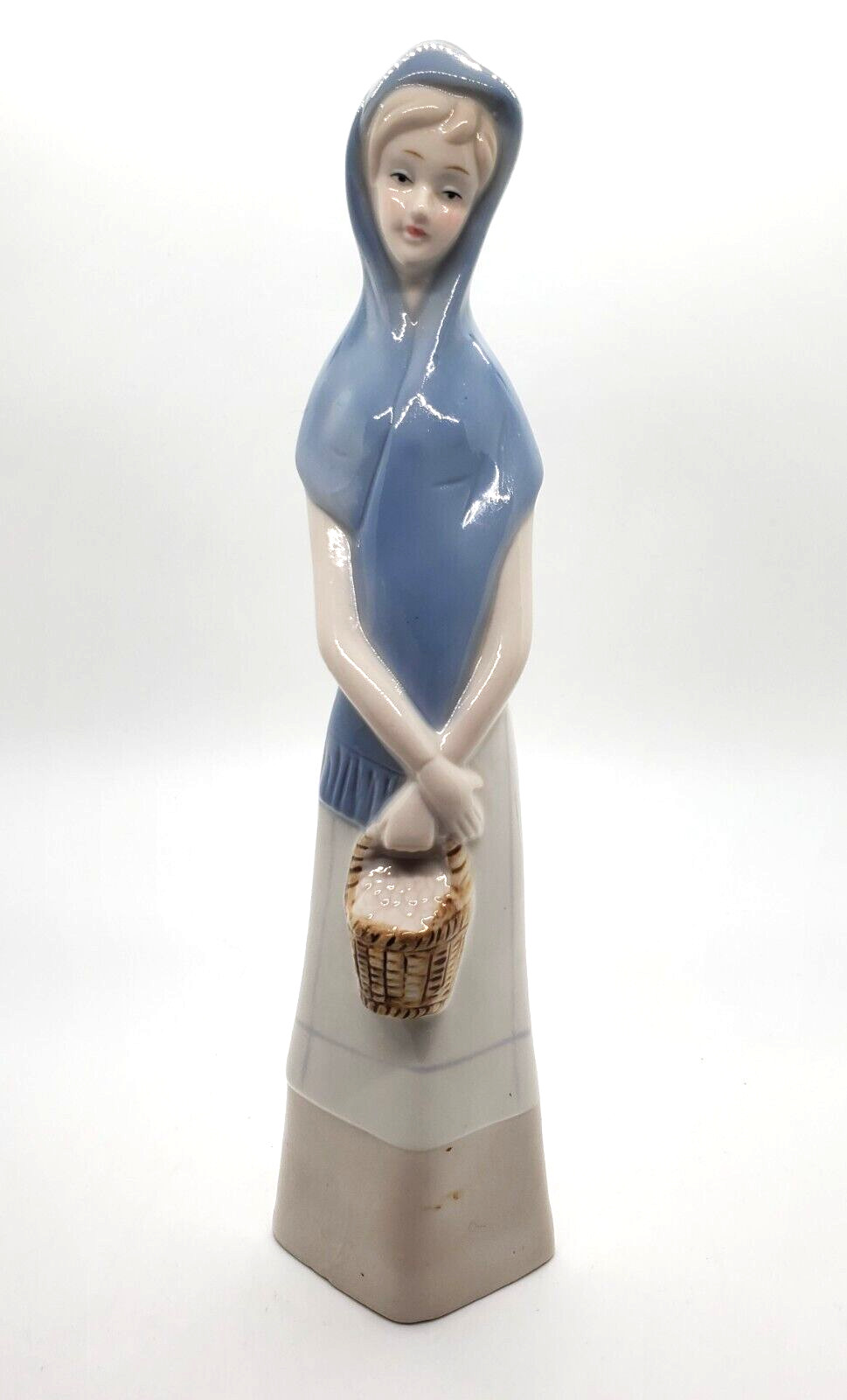 Vintage NAO Ceramic Figurine “Hooded Girl With Basket” – 11 Inches tall.