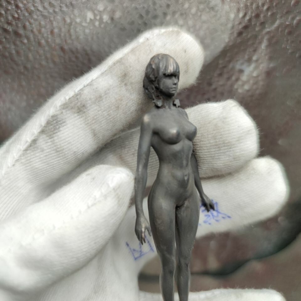 9cm Chinese Solid Bronze Girl Nude Female Body Beautiful Beauty Statue Body