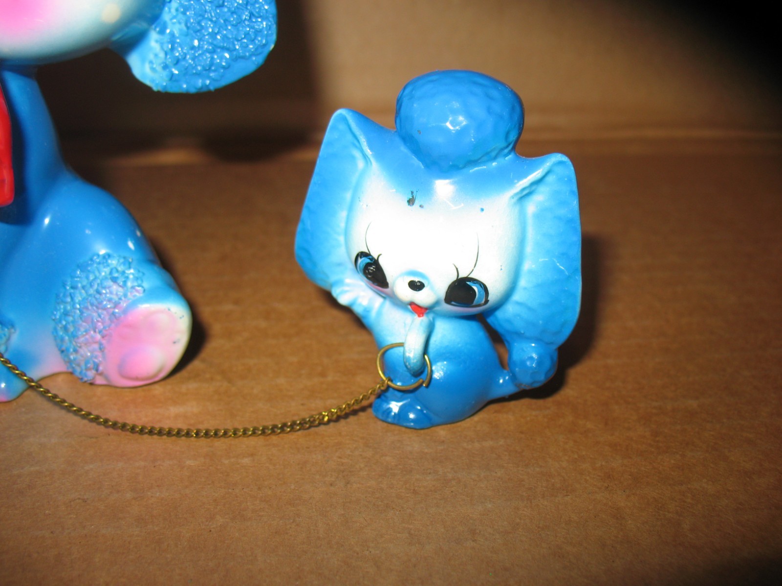Rare Anthropomorphic Blue Poodle & 2 Puppies On Chains Fairyland Imports Japan
