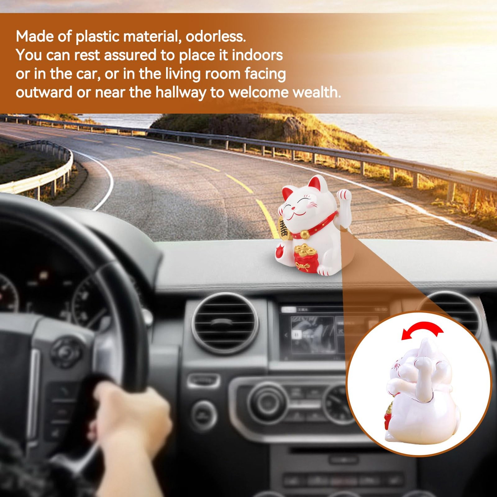 Lucky Cat Waving Arm 5.5in Electric Waving Lucky Fortune Cat Chinese Cat Wavi…