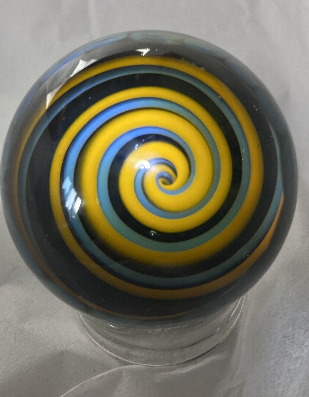 Douglas Ferguson Handblown Collectible Rainbow Vortex Marble 2003 37mm