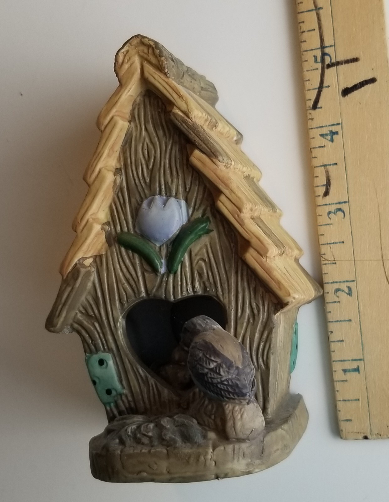 Vtg Porcelain Bird House Figurines Birds Nest Eggs & Heart Doors Decorative