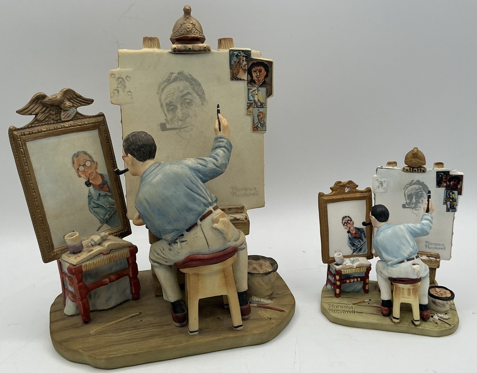 Norman Rockwell “Triple Self Portrait” Gorham Figurine Set (1978 & 1982)