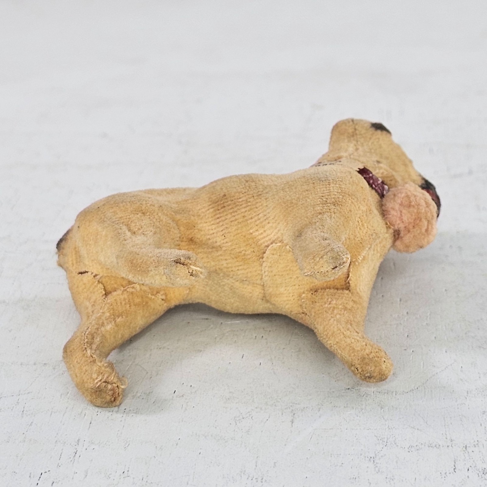 Antique Germany Putz Pug Dog Felt Doll Companion 3.5″ Vintage Figurine FLAW