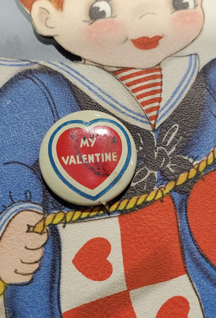 Hallmark Patriotic Valentine’s Vintage Greeting Card with “My Valentine” Button