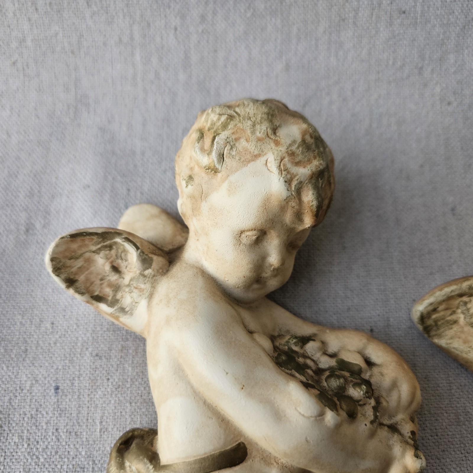 Vintage Cherub Angel Wall Plaque Set of 2 Hanging Putti Baby Angel Decor Ceramic