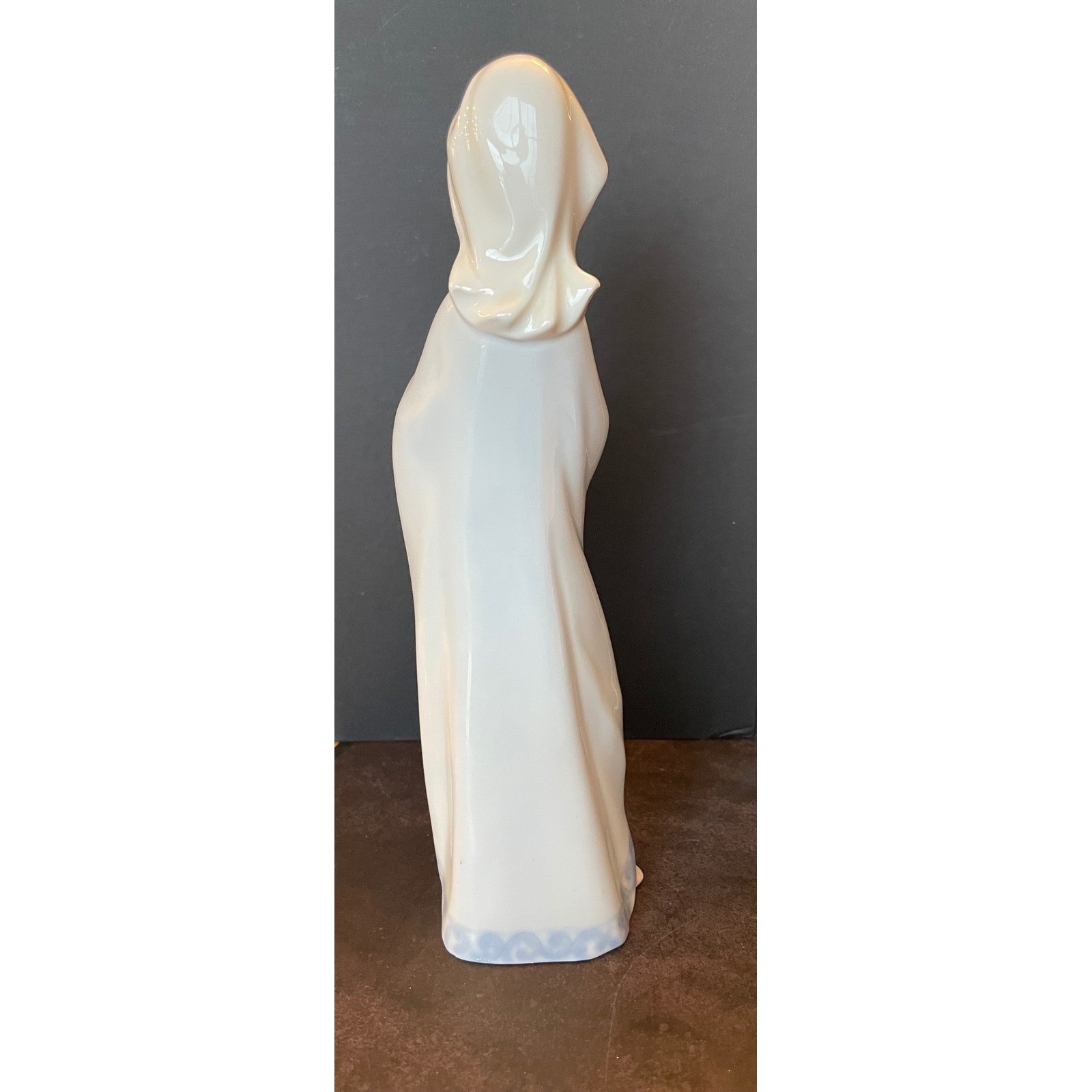 Zaphir Porcelain Virgin Mary Figurine Spain Cream Blue Excellent Glazed Madonna