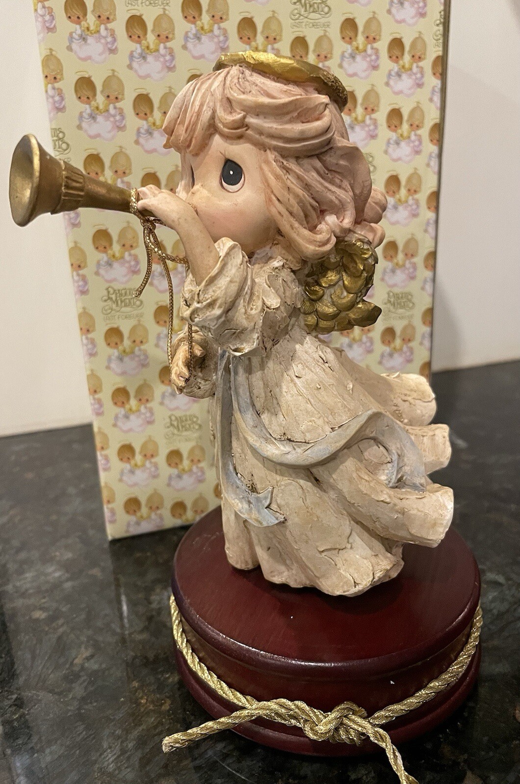 Precious Moments Figurine Angel with Trumpet Musical “Silent Night” 181404