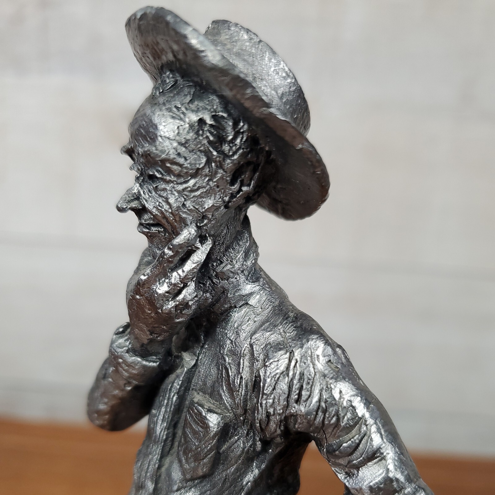 Michael Ricker Thinking Man Pewter Figuirine Signed 7 inches tall