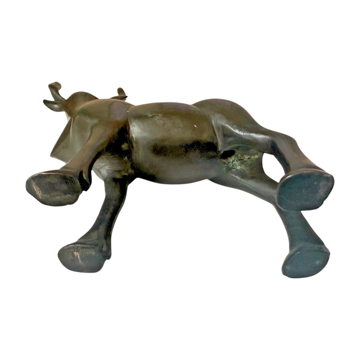Antelope Bronze Statue Figurine MCM Small Sculpture Horns RARE Animal 8” Vintage