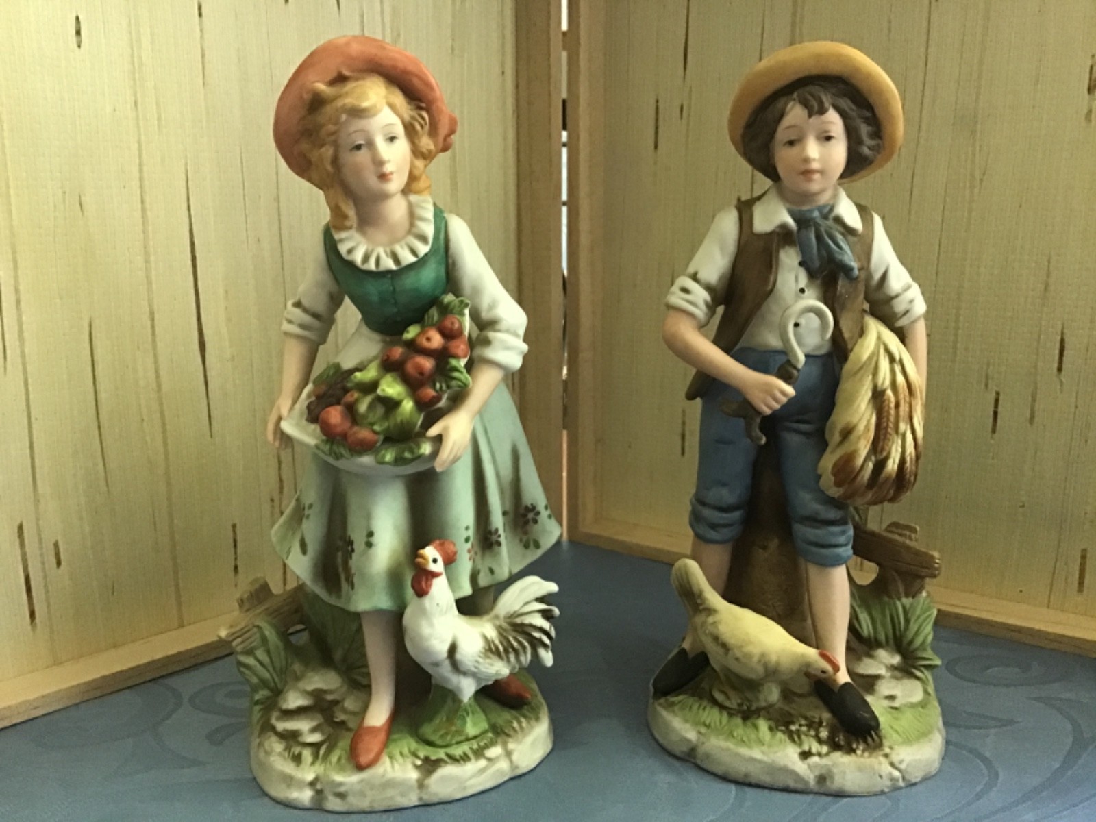 Vintage HOMCO Harvest Boy & Girl 8”Figurines. #1888