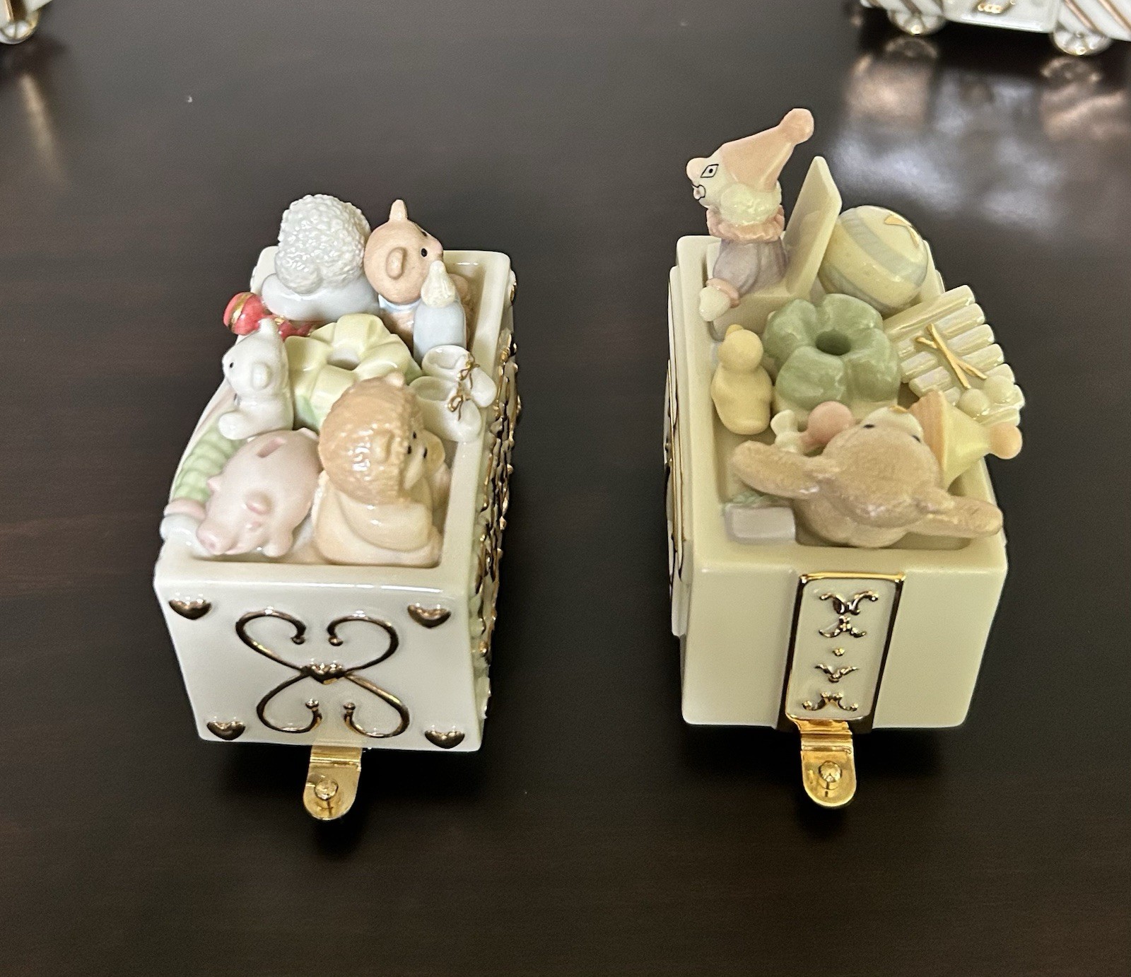LENOX 7 pc Happy Birthday Express Train Ivory Fine China 24k Gold Hand Painted
