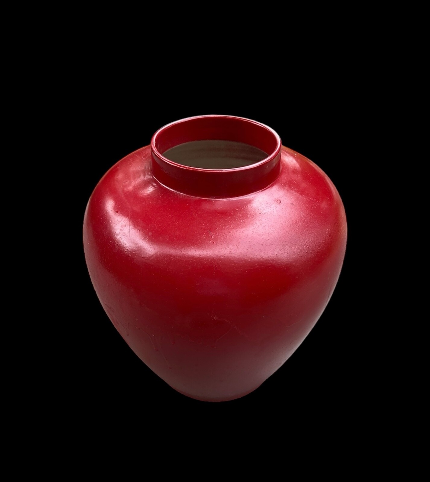 Rare 1970s TOMASSO BARBI Blood Red Ceramic Vessel (15”h) – Made in Italy