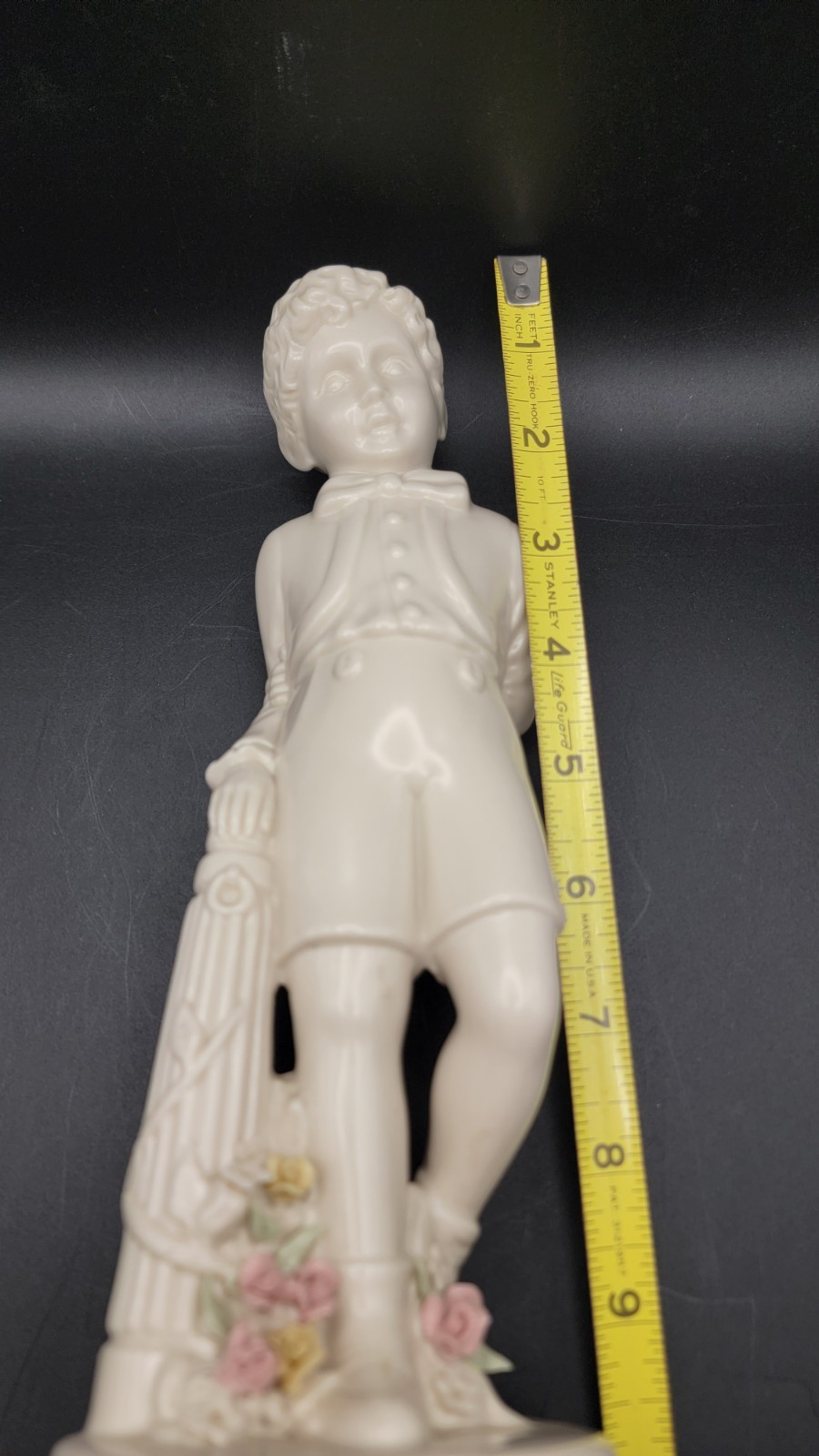 Vintage Victorian Boy Porcelain Figurine 9.25″ Holland Mold Pink Dainty Flowers