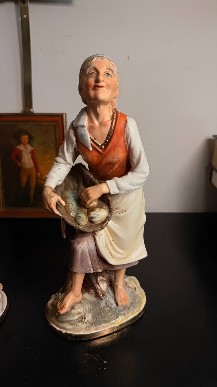 Vintage Norleans Japan Fisherman Fisherwoman Porcelain Figurines Pair 12″
