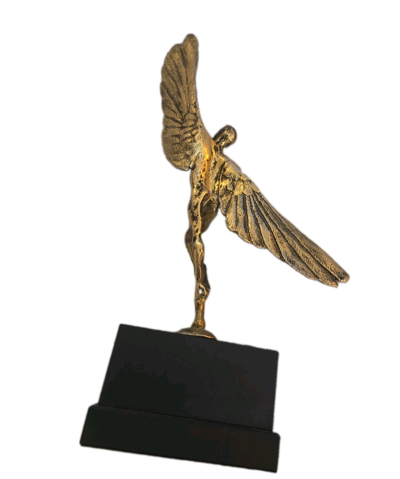 Cast Brass Art Deco Style 20th Century Dancing Icarus Sculpture Stone Base 19″