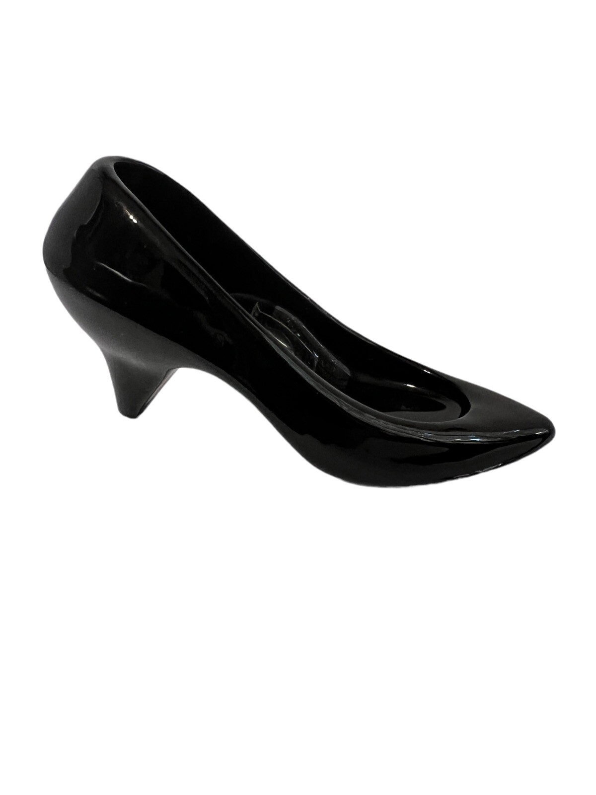 Vintage Oneida Black Glass Cinderella Slipper Classic Heel Pump 24% Lead Crystal