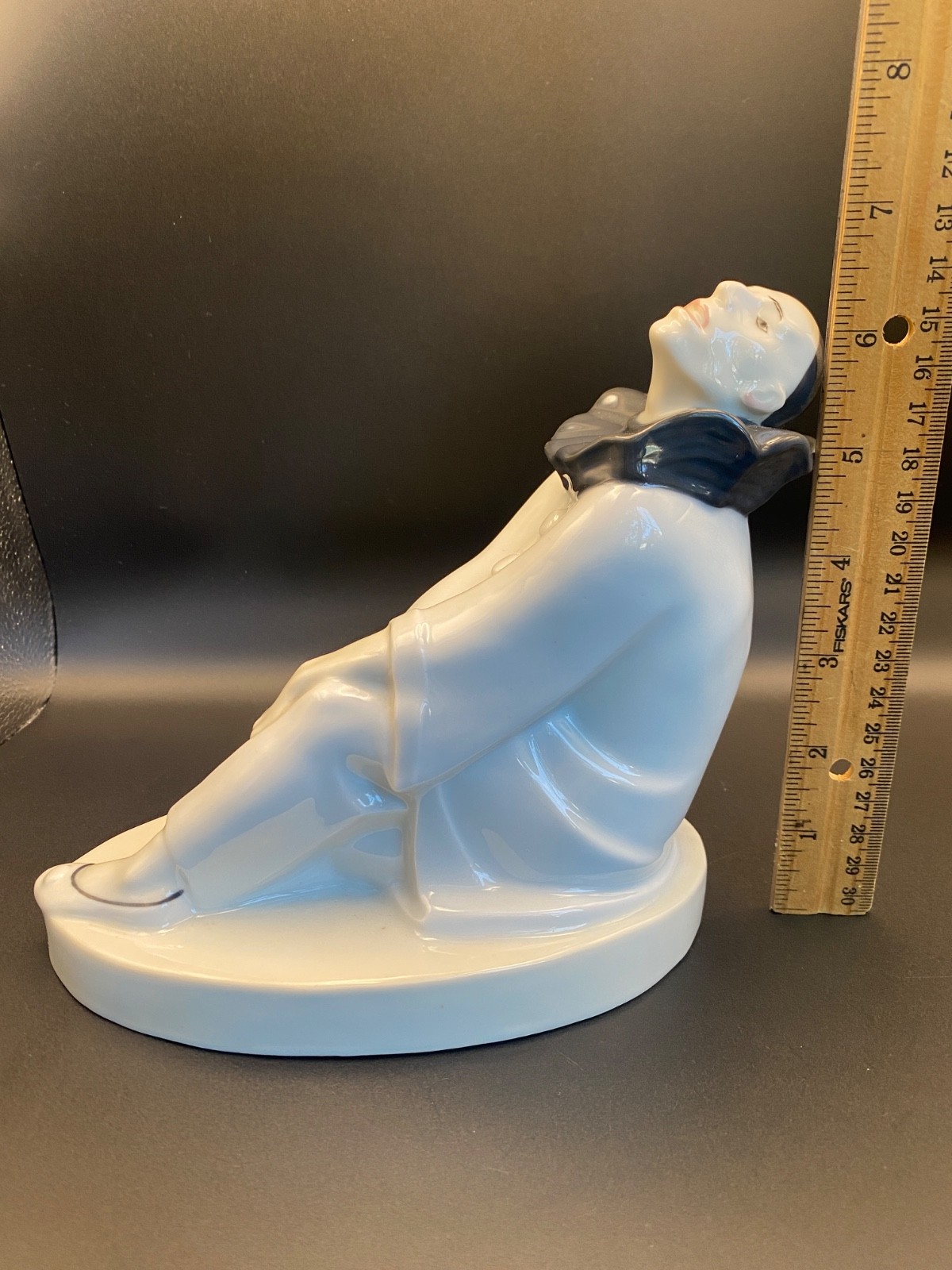 Gebruder Heubach Pierrot porcelain figurine Wera Bartels Large Art Deco /0713