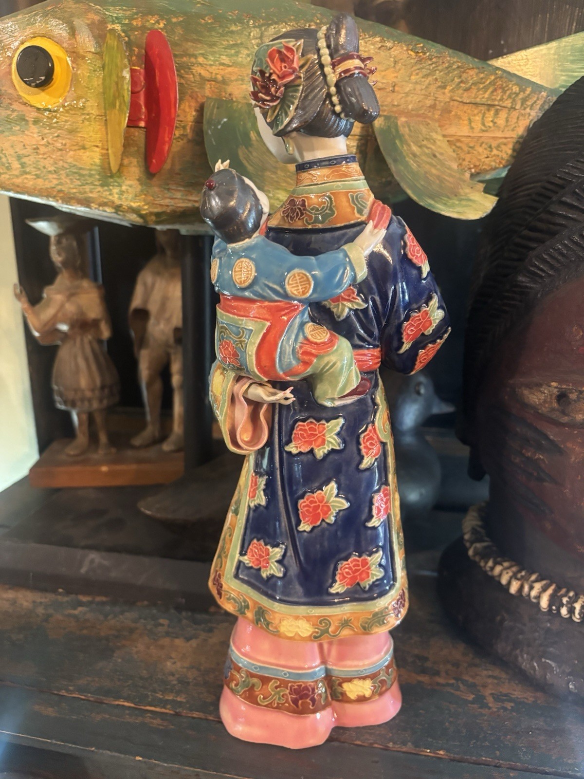 Chinese Porcelain Figurine – Woman & Child