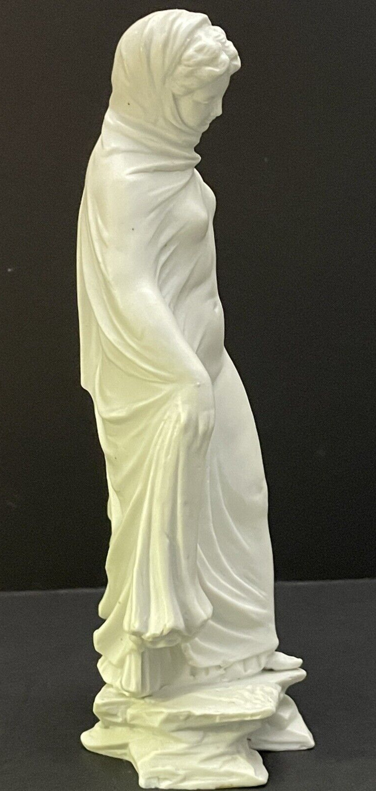 Vintage White Bisque Porcelain Figurine ~ Sheerly Dressed, Strolling Female