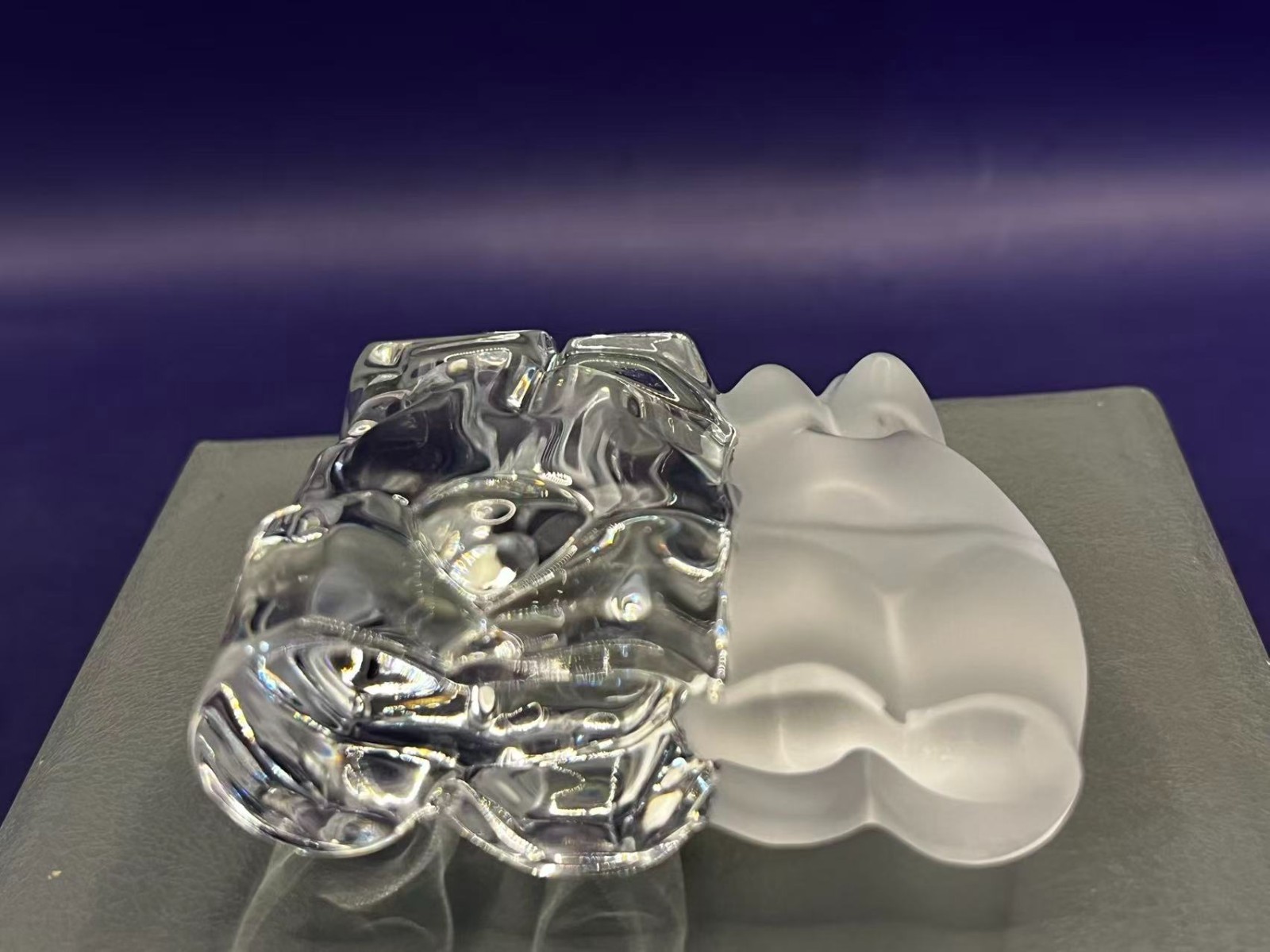 Daum France Crystal Male and Female Nude Torsos Figurine- Maurice Legendre w/Box
