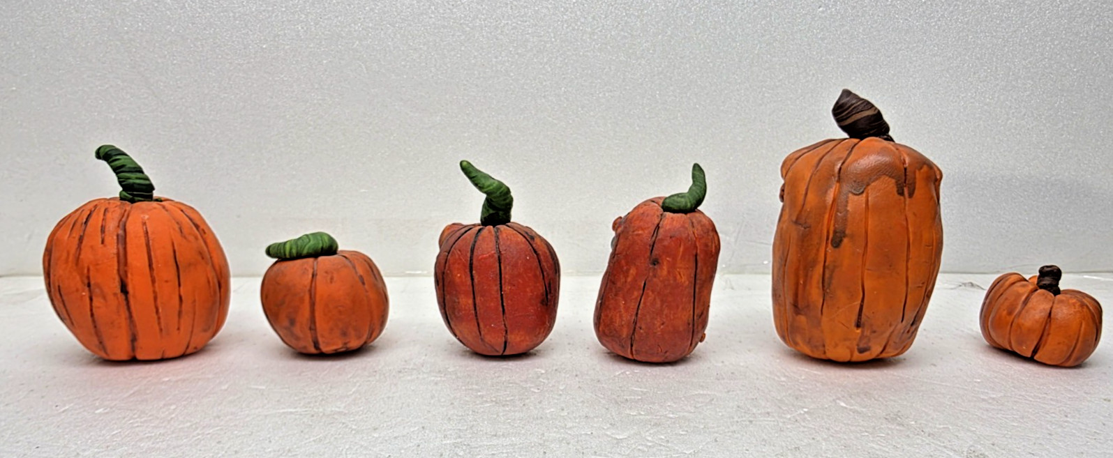 Ugly Polymer Clay Jack-O’-Lantern Handmade Sculptures Set Of 6