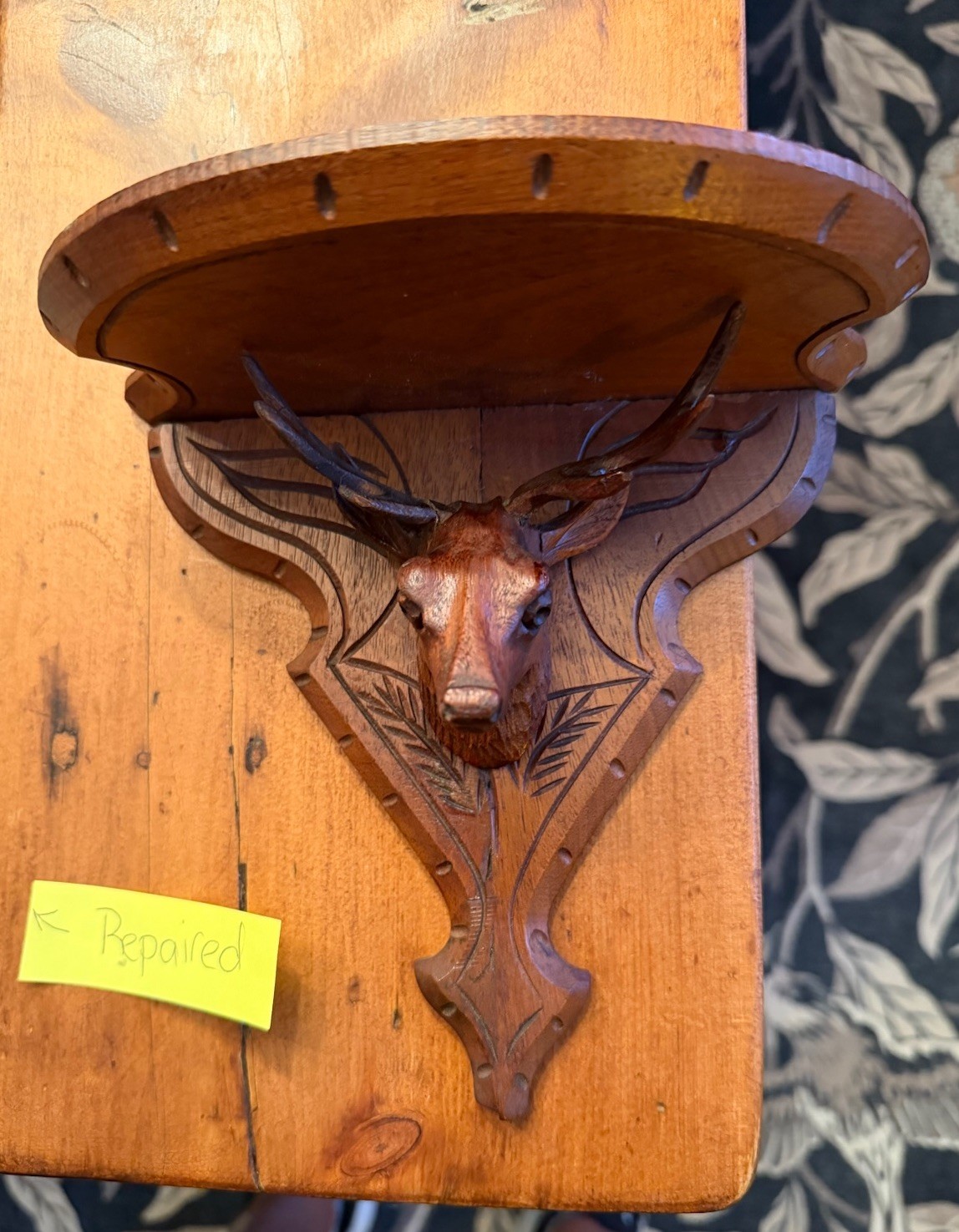 Black Forest Style Victorian-period Carved Stag Head Wall Shelf