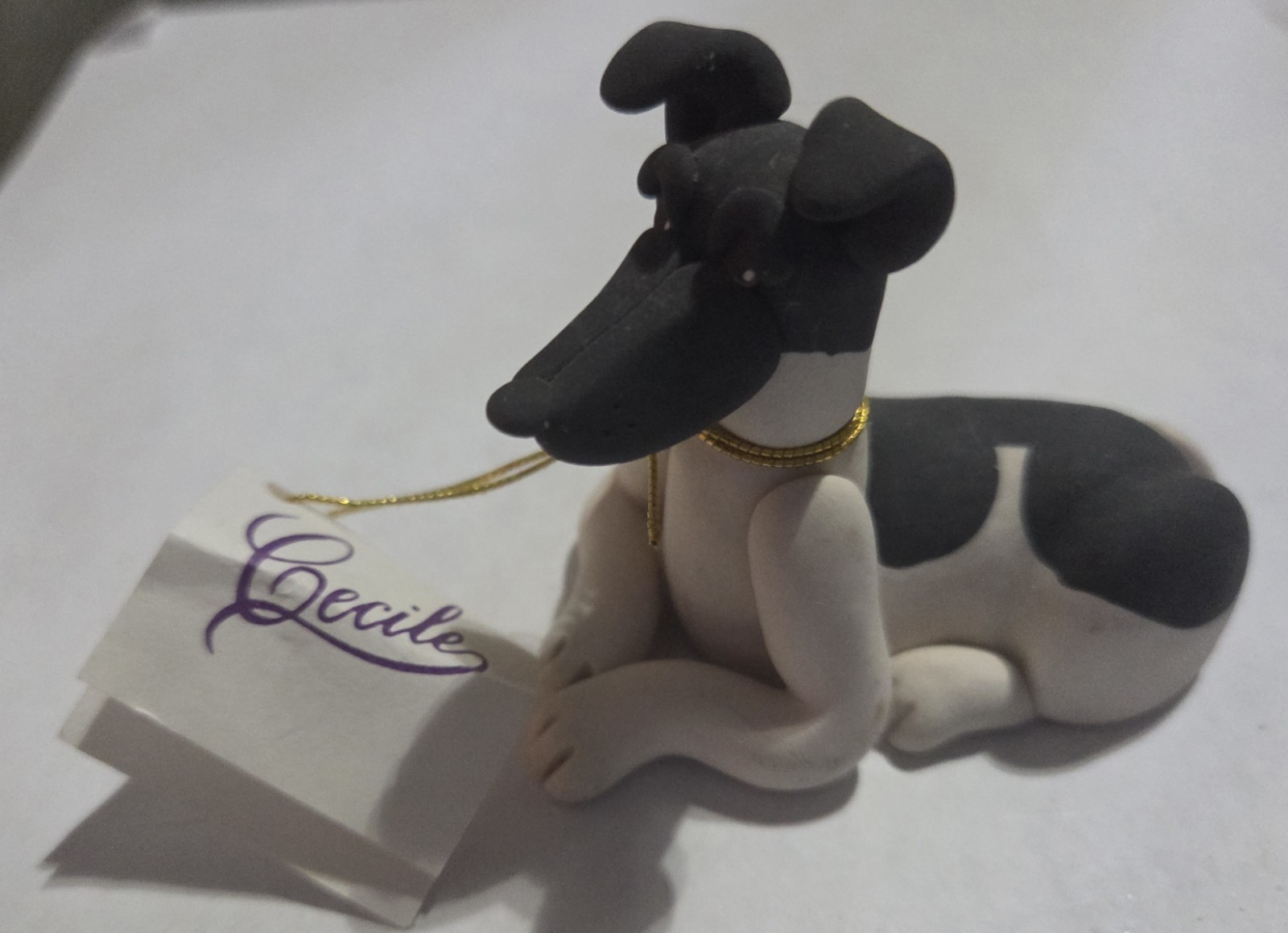 Cecile Baird Sculpted Clay Dog Figurine with Tag