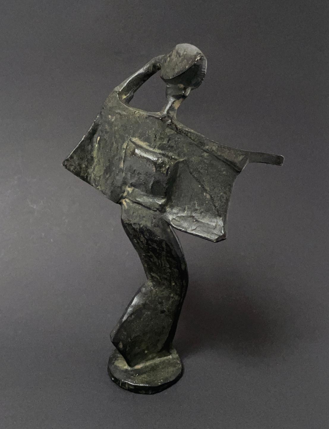 MID CENTURY MODERN CAST IRON DANCING GEISHA GIRL FIGURE SCULPTURE MCM