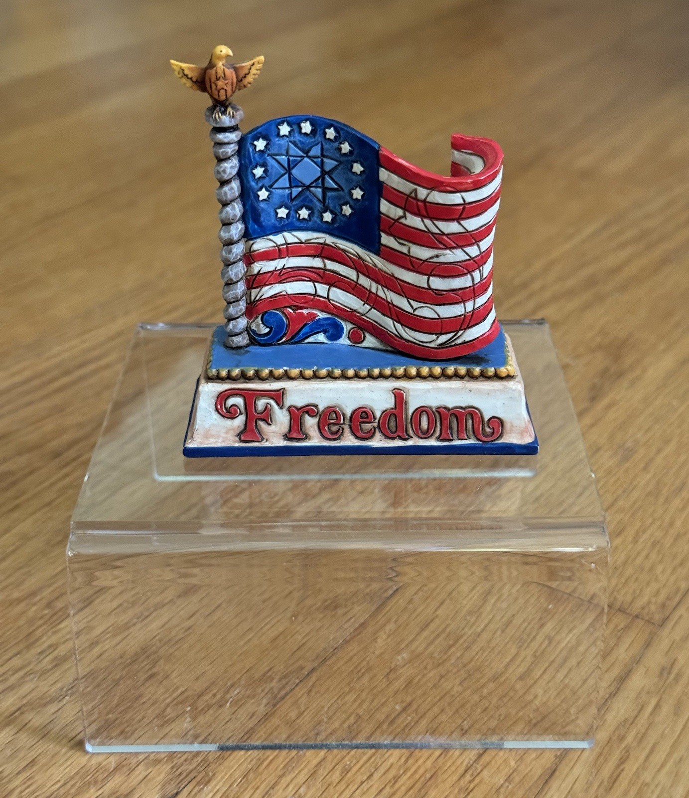 Jim Shore Freedom Mini American Flag Figurine 4025849 Eagle Stars Stripes NO BOX