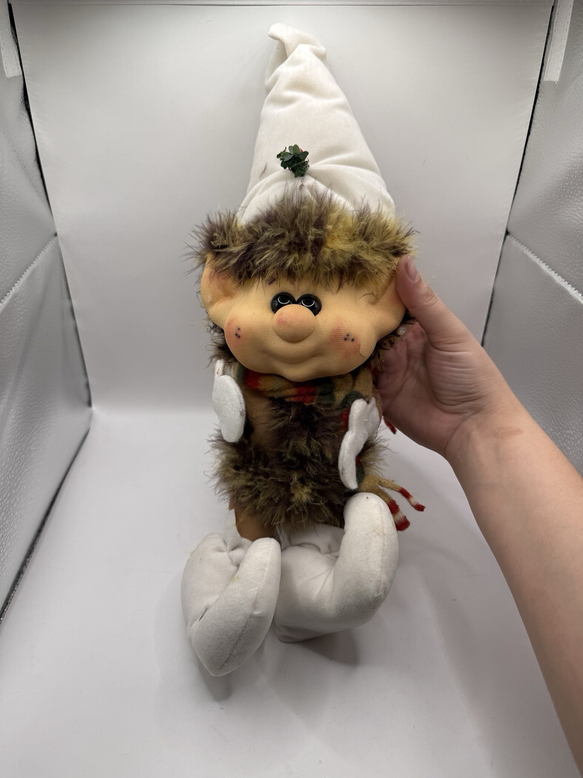 K&K Artistry Gnomin Originals Christmas White Holly Elf Gnome Holiday Handmade