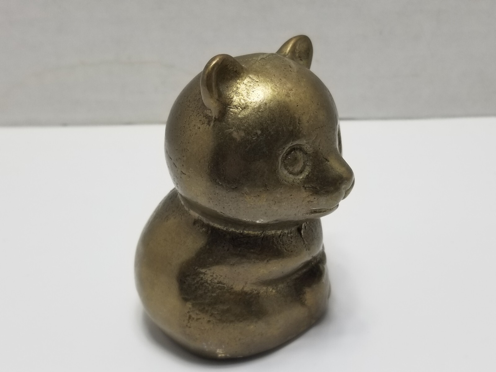 Vintage Brass Panda Bear Garanted Massiv Messing Lacared Figurine Paperweight 3″
