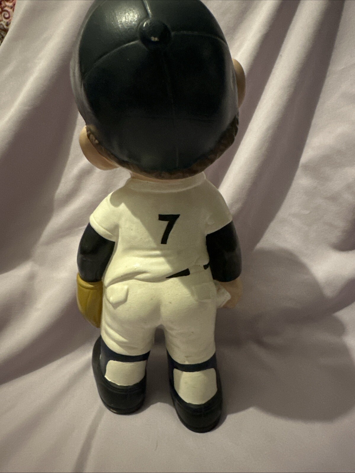 Vintage 70s New York Yankees Baseball Player Smiley Statue Blue White