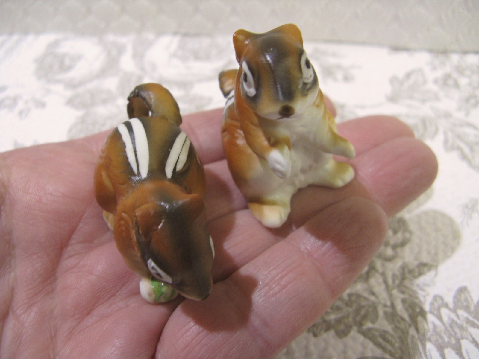 Vintage Bone China Chipmunk 2 Miniature Figurines Made In Japan Fairy Garden