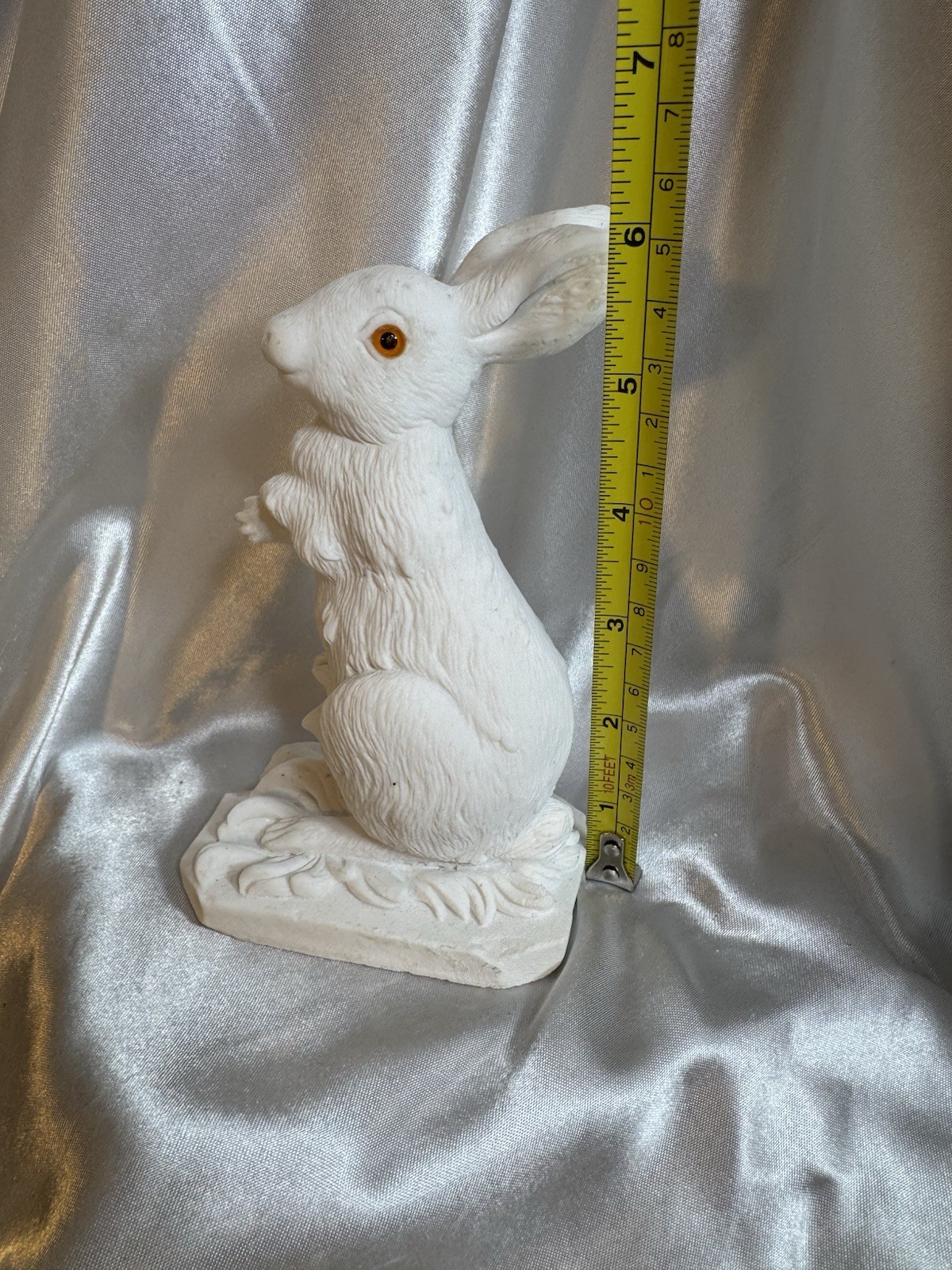 Stone Rabbit Figurine Matte Finish Made in Italy White/Brown 8in x 6in