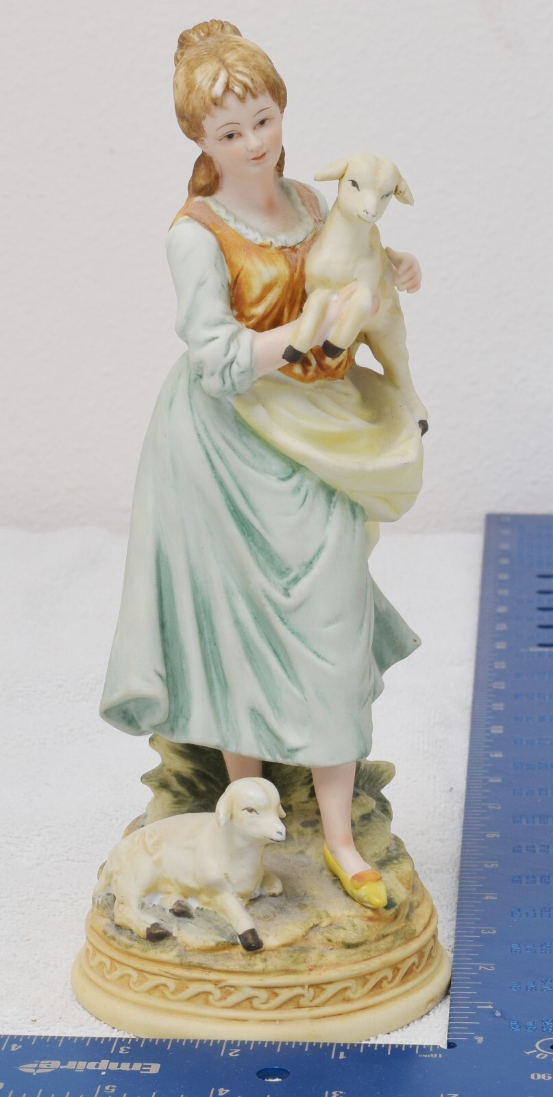 VTG Ethan Allen Figurine Bisque Woman with Sheep #3211B 9″ Hand Painted