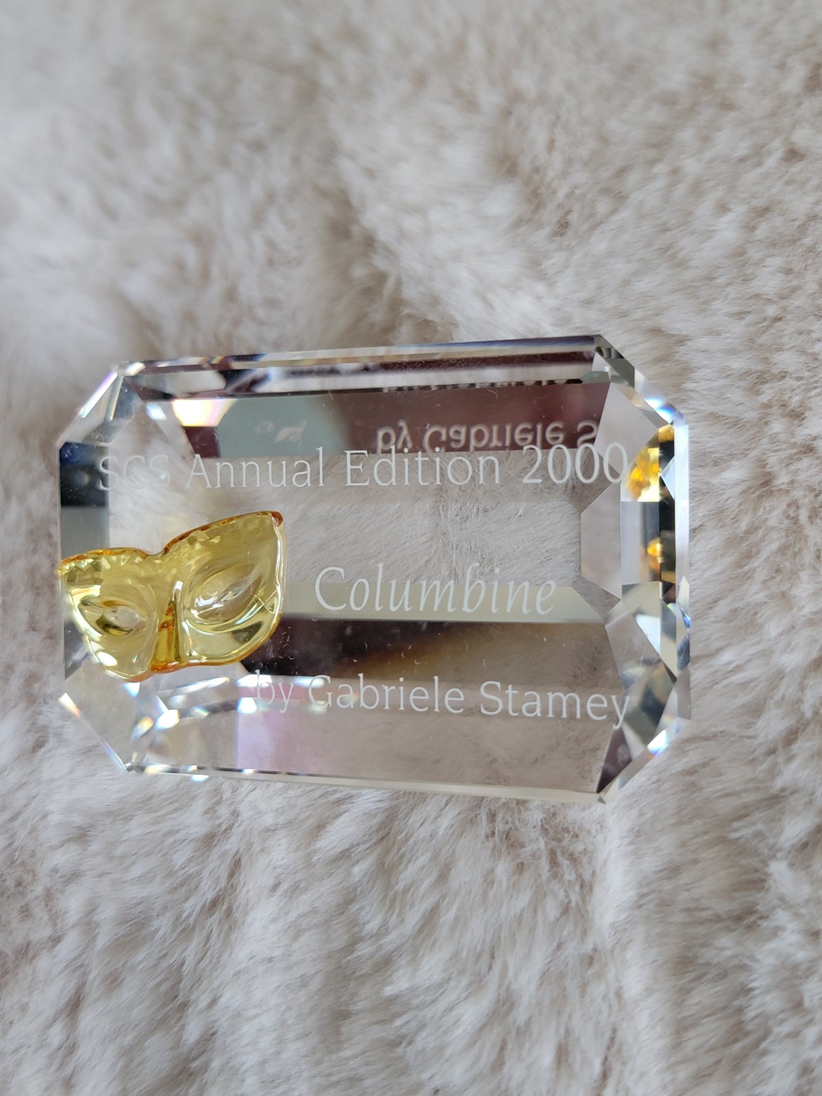 2000 SWAROVSKI SCS ANNUAL GABRIELE STAMEY COLUMBINE PLAQUE ~ MINT