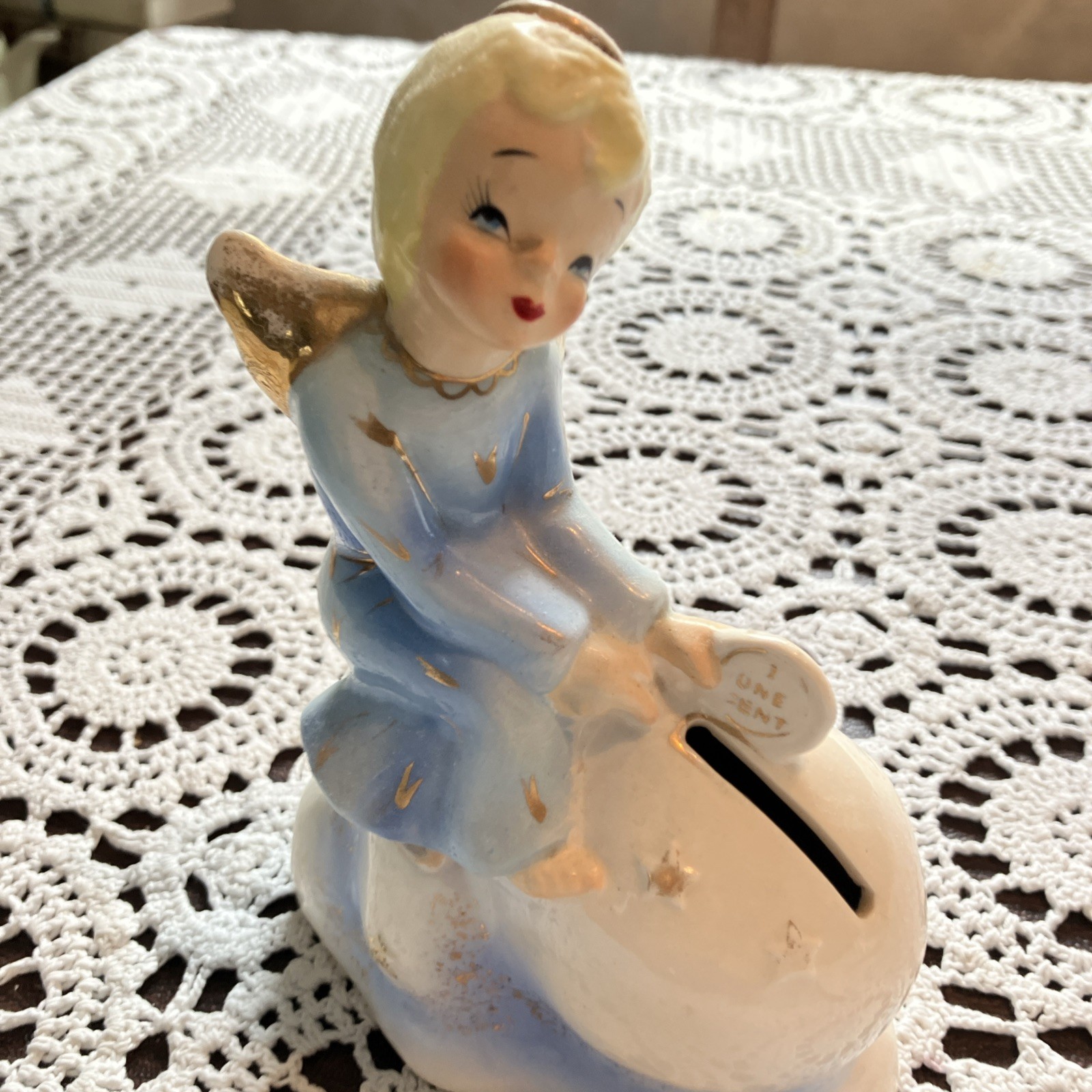 Vintage Angel “Yona Original” Ceramic Coin Bank 1956, Made In Japan