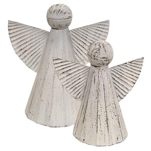Set of 2 Distressed SHABBY CHIC METAL ANGELS Christmas Decor – Inspirational