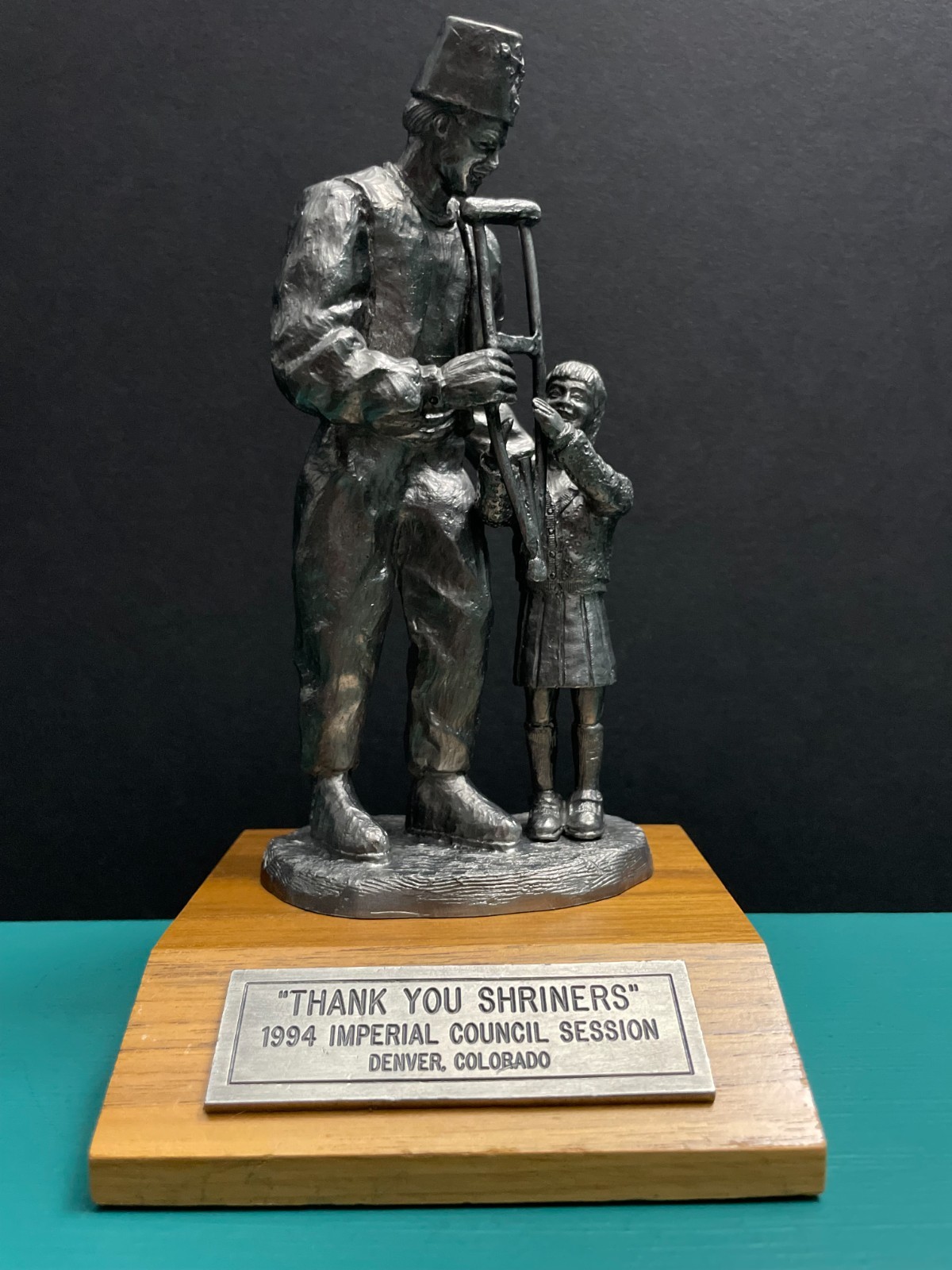1994 Michael Ricker Pewter Shriners Children Hospital Mason Girl Fez Art Statue