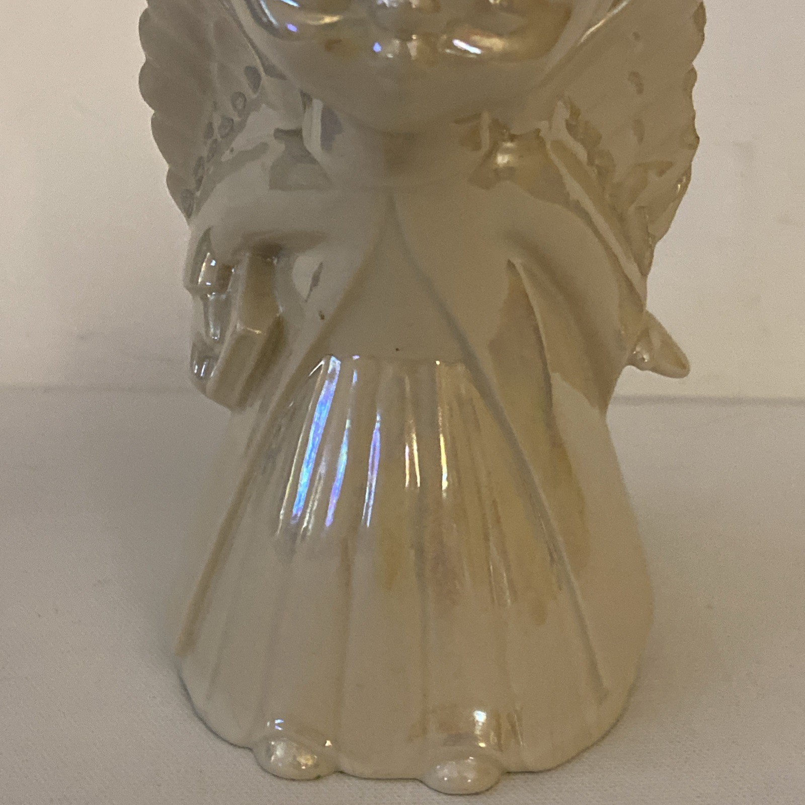Vintage Glazed Ceramic Boy Wings Kissing Angel Cherub Figurine 7.5″ Tall