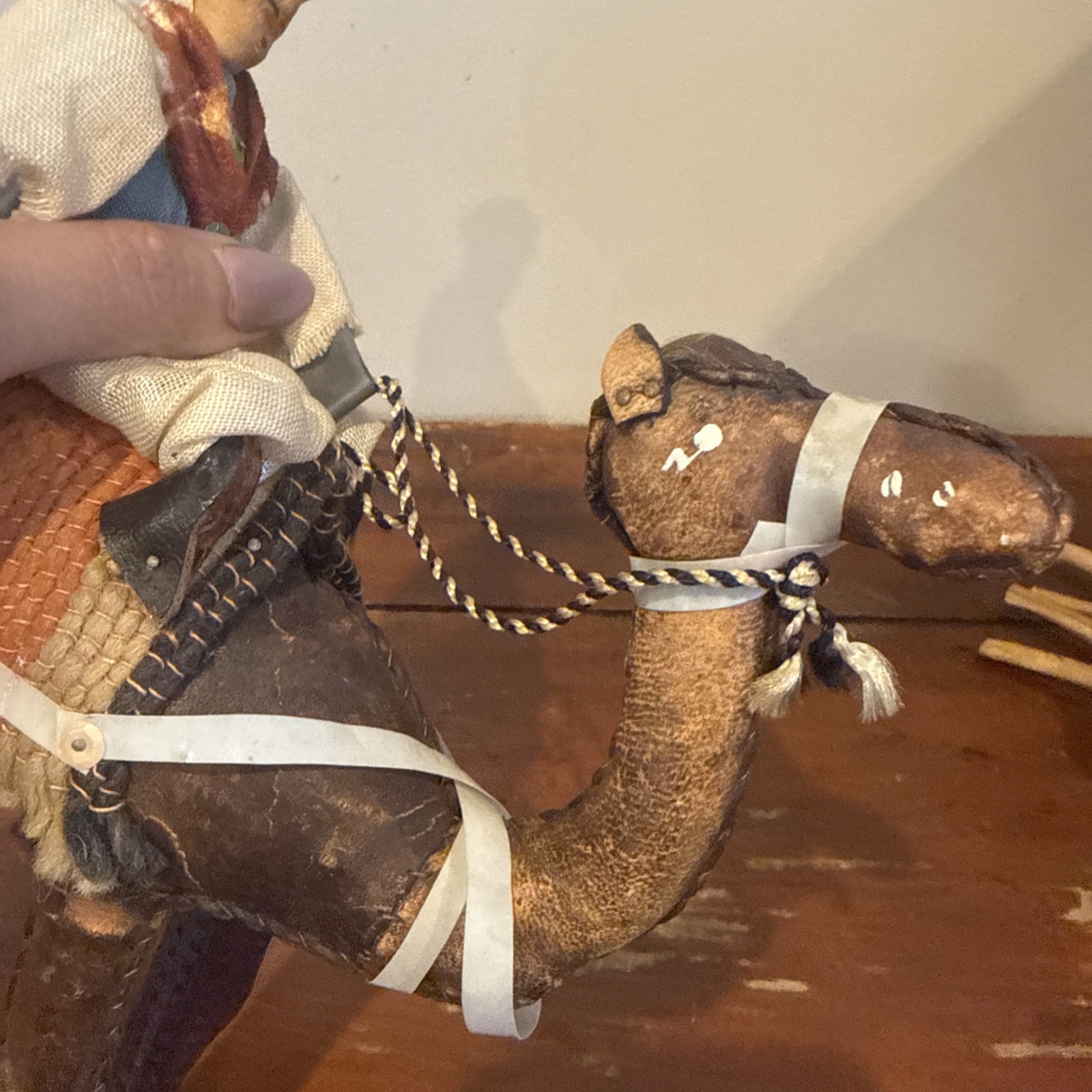 Vintage Handmade Leather Camel with Desert Rider