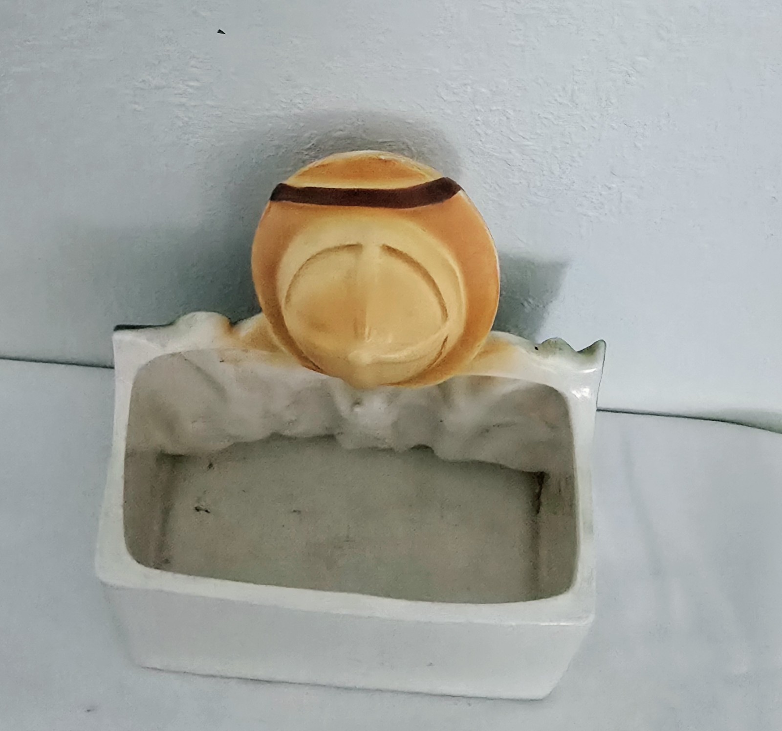 Vintage 1950’s Napco Boy Tiger Hunt Ceramic Planter Japan 6″ X 5″ X 3 1/2″