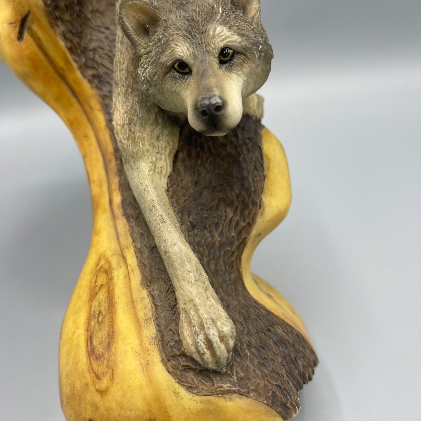 Desiree Hajny 8.75″ Wolf Wood/Resin Sculpture Signed and Dated 2000