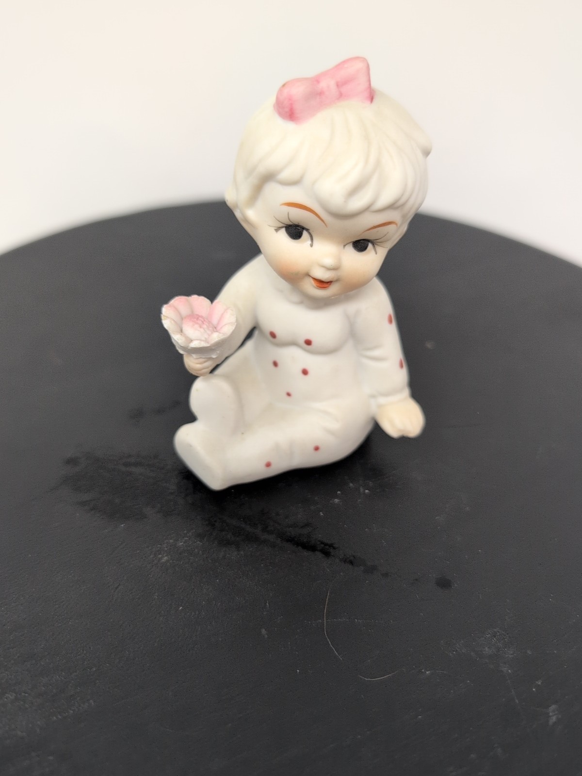 1950s Sophia-Ann Adorable Babies Holding Flower Porcelain Set Of 3 3″-4″ T