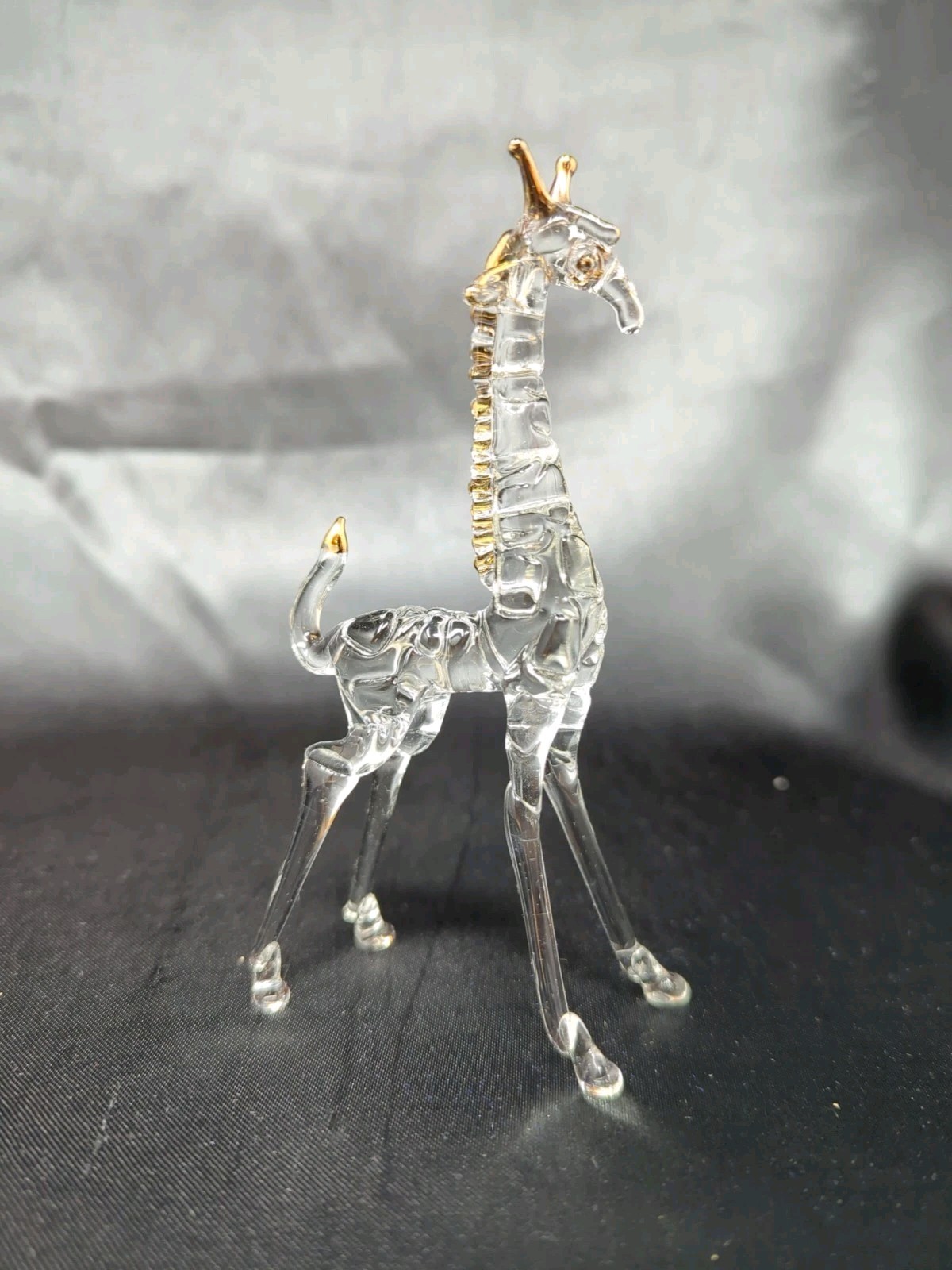 Clear Glass Giraffe Figurine Gold Detail Animal Figure Safari Giraffes New