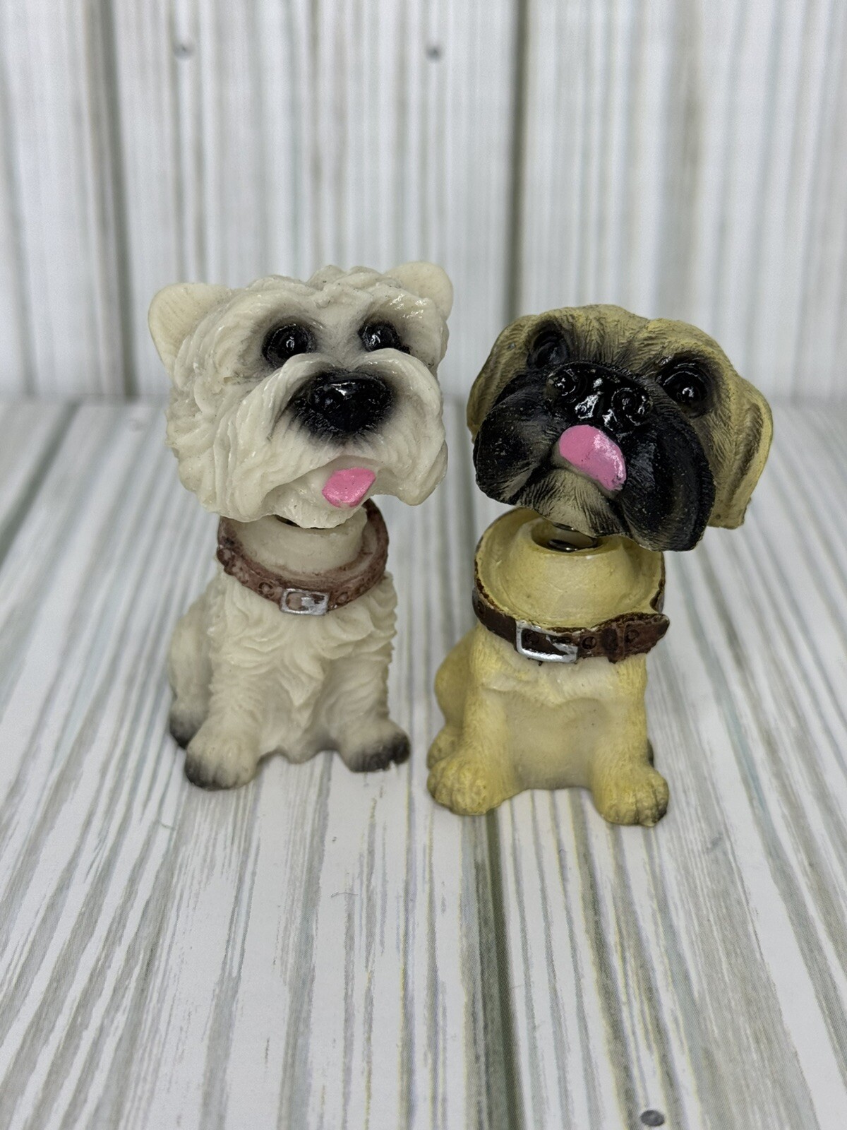 Dog Resin Bobblehead Figurines Pug And Terrier 2 Inches Cute Puppies