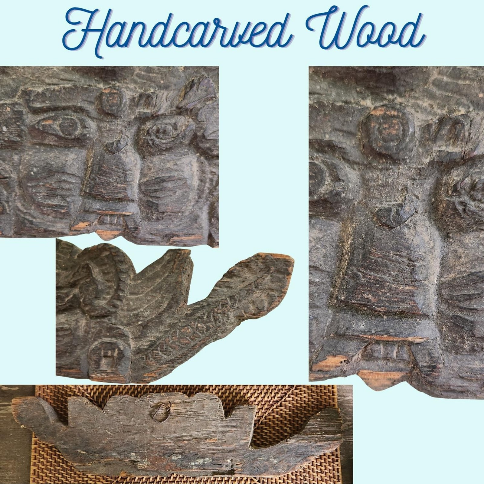 Handcarved Wood Tibetan Deity | Protector Doorways | Antique Rustic Handcarved