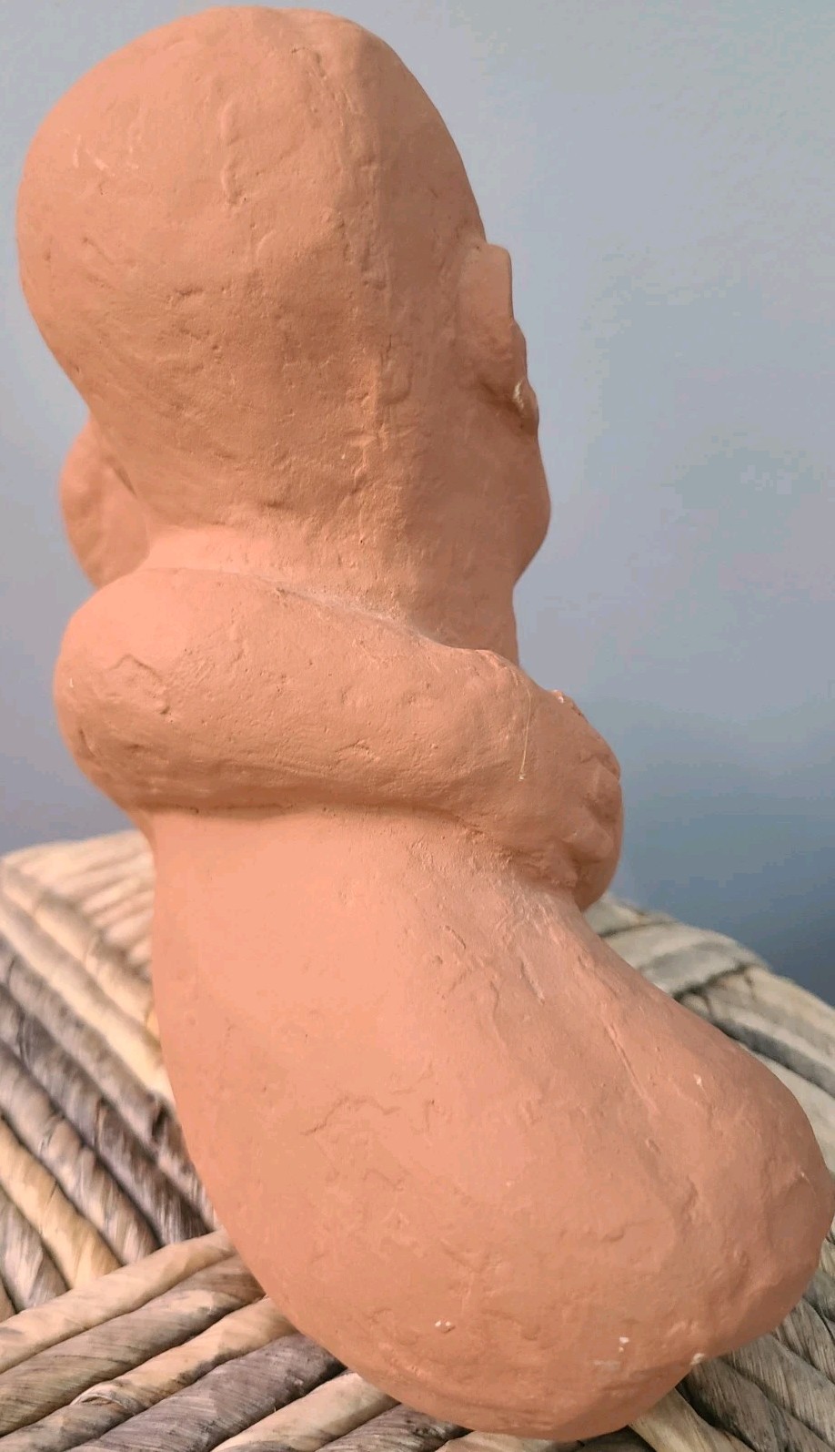 VTG modern clay sculpture Father and daughter Signed Klara Sever USA