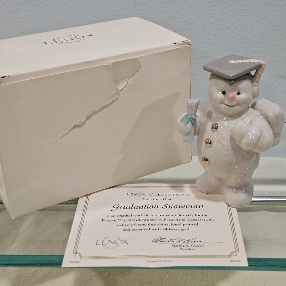 Lenox 2000 June Graduation Snowman 24K Gold Accents Snowmen Collection